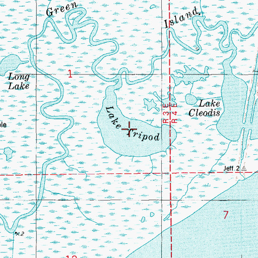 Topographic Map of Lake Tripod, LA
