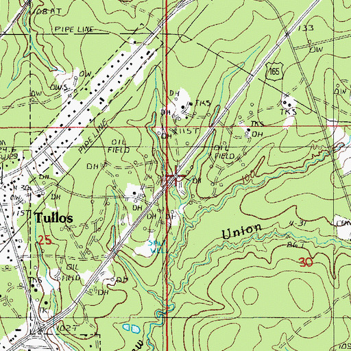 Topographic Map of Tullos Urania Oil Field, LA