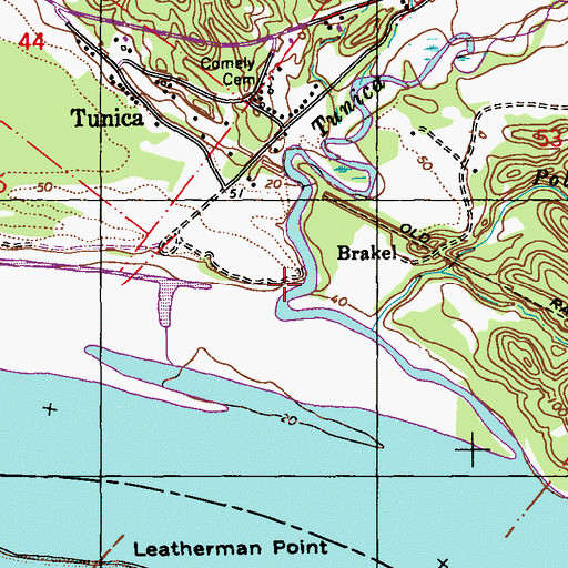 Topographic Map of Tunica Bayou, LA