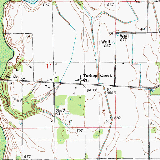 Topographic Map of Turkey Creek Baptist Church, LA