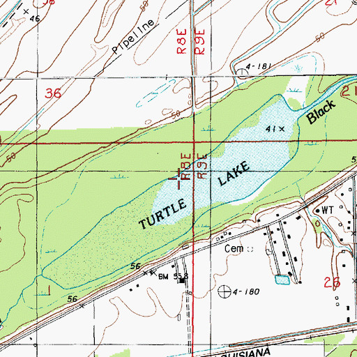 Topographic Map of Turtle Lake, LA