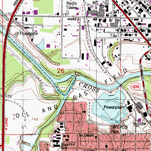 Topographic Map of Twelvemile Bayou, LA