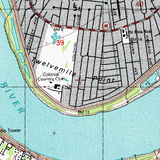 Topographic Map of Twelvemile Point, LA