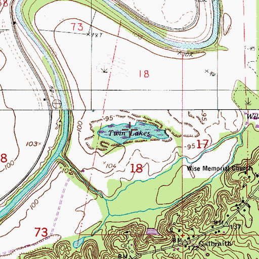 Topographic Map of Twin Lakes, LA