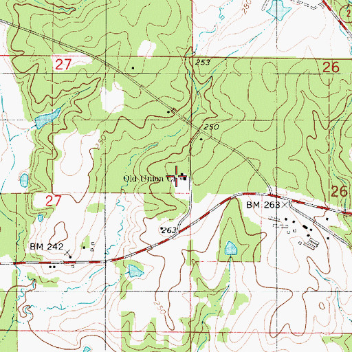 Topographic Map of Old Union Church, LA