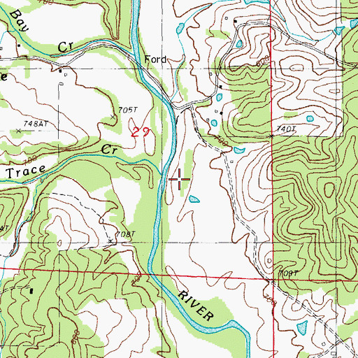 Topographic Map of Trace Creek, AR