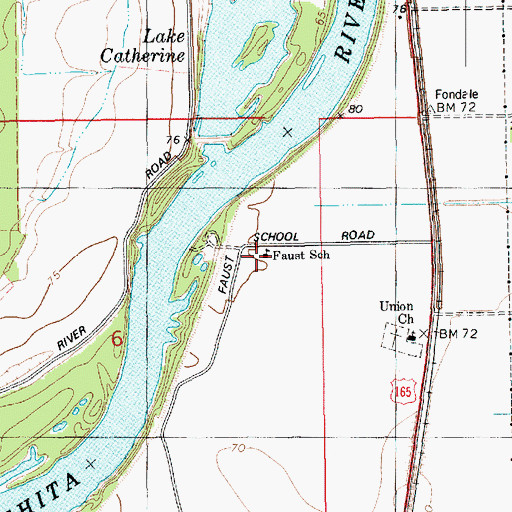 Topographic Map of Faust School, LA