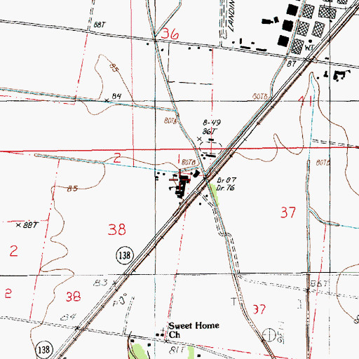 Topographic Map of Delta Middle School, LA