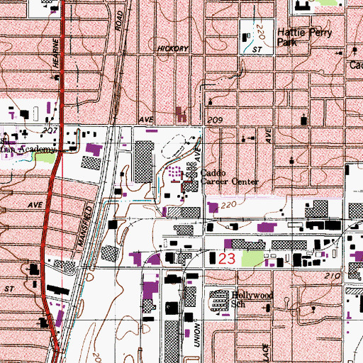 Topographic Map of Caddo Career Center, LA