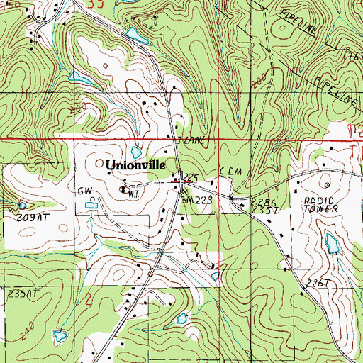 Topographic Map of Unionville, LA