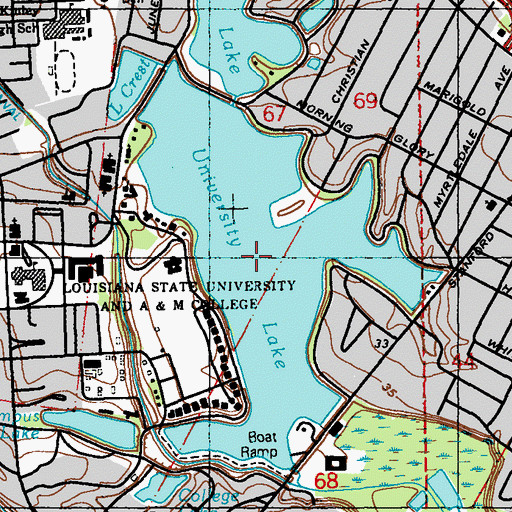 Topographic Map of University Lake, LA