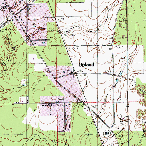 Topographic Map of Upland, LA
