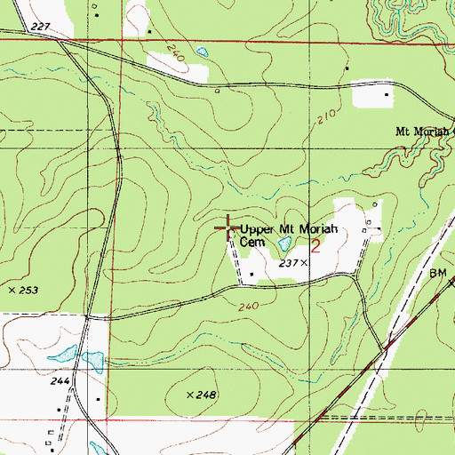 Topographic Map of Upper Mount Moriah Cemetery, LA