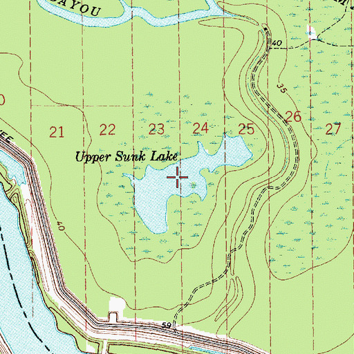 Topographic Map of Upper Sunk Lake, LA
