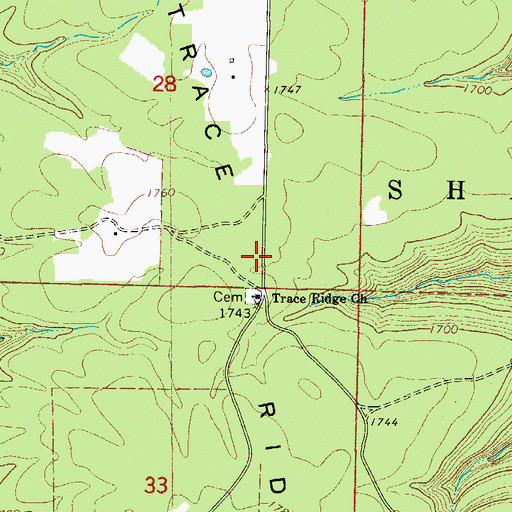 Topographic Map of Trace Ridge, AR