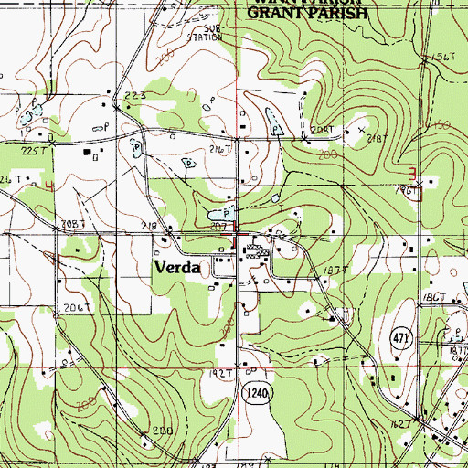 Topographic Map of Verda, LA