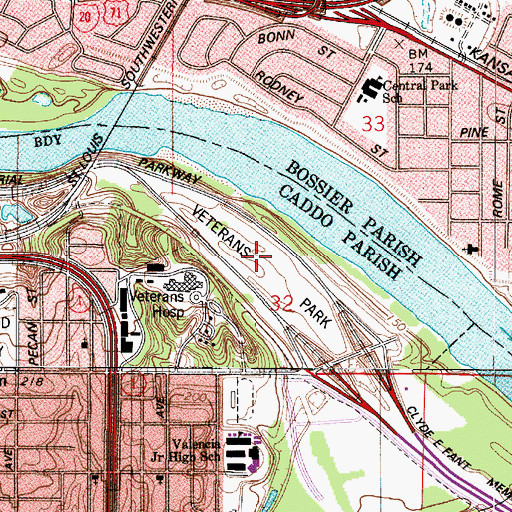 Topographic Map of Veterans Park, LA