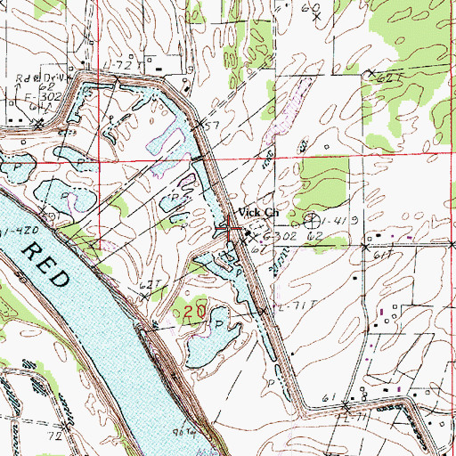 Topographic Map of Vick Baptist Church, LA