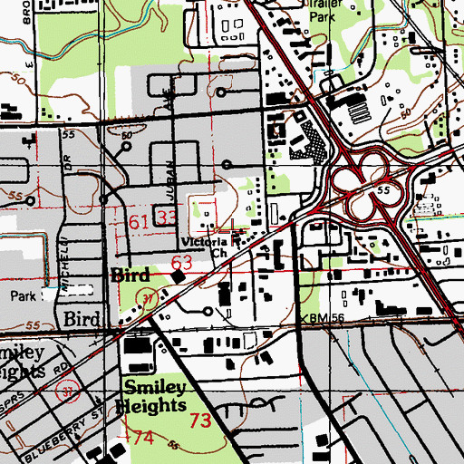Topographic Map of Victoria Baptist Church, LA