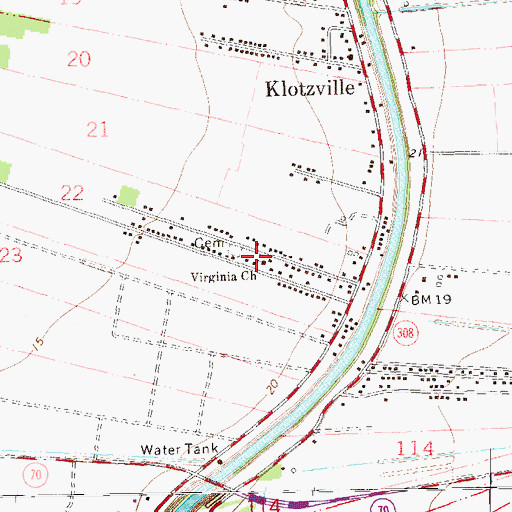 Topographic Map of Virginia Baptist Church, LA