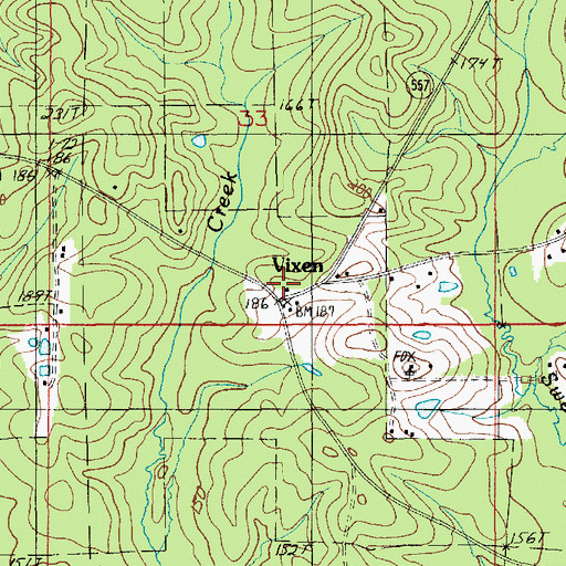 Topographic Map of Vixen, LA