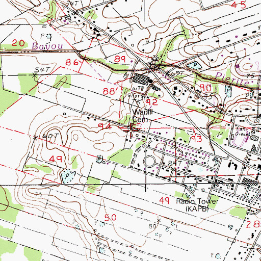 Topographic Map of Wadill Cemetery, LA