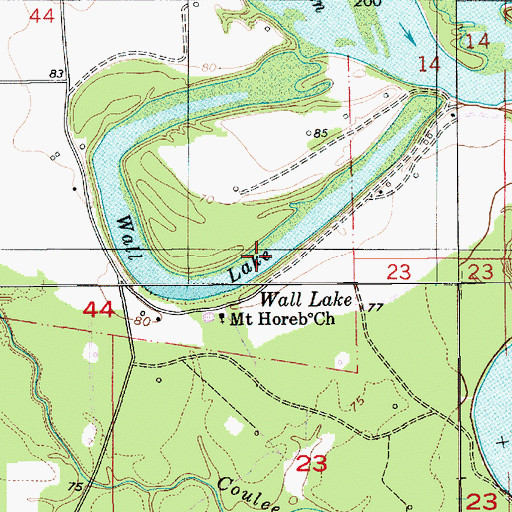Topographic Map of Wall Lake, LA
