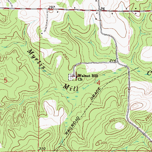 Topographic Map of Walnut Hill Church, LA