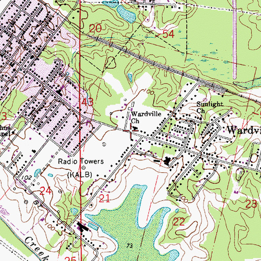 Topographic Map of Wardville Baptist Church, LA