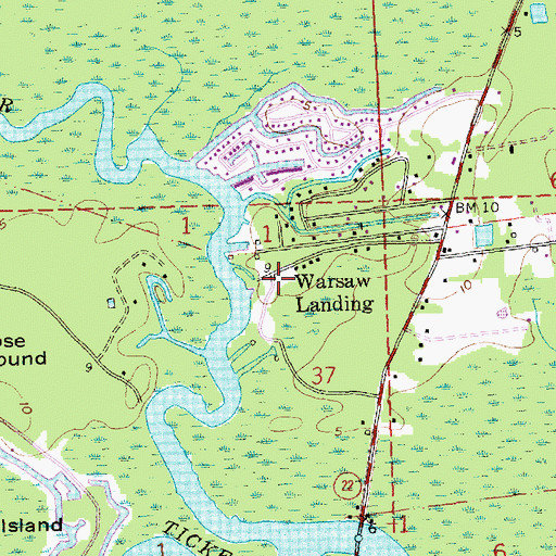 Topographic Map of Warsaw Landing, LA