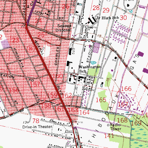 Topographic Map of SOUTH THIBODAUX ELEMENTARY SCHOOL, LA