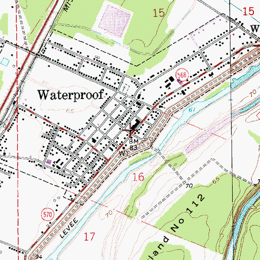 Topographic Map of Waterproof, LA