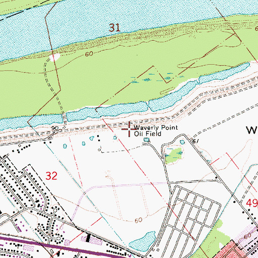 Topographic Map of Waverly Point Oil Field, LA