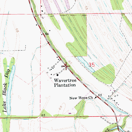 Topographic Map of Wavertree Plantation, LA