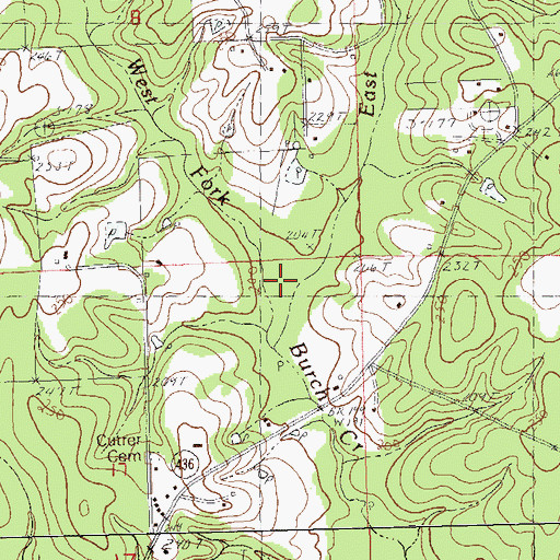 Topographic Map of West Fork Burch Creek, LA