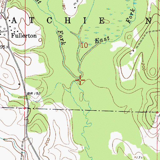 Topographic Map of West Fork Sixmile Creek, LA