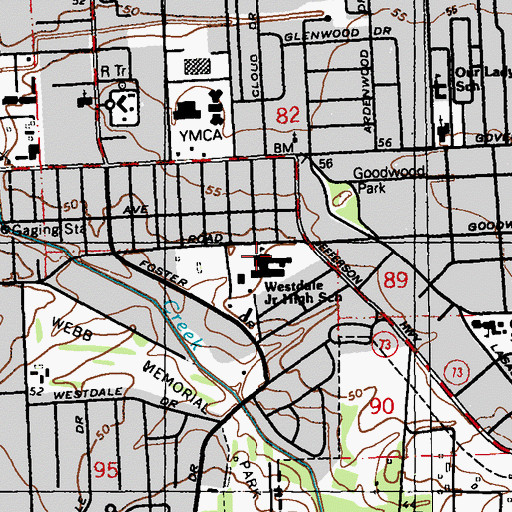 Topographic Map of Westdale Middle School, LA