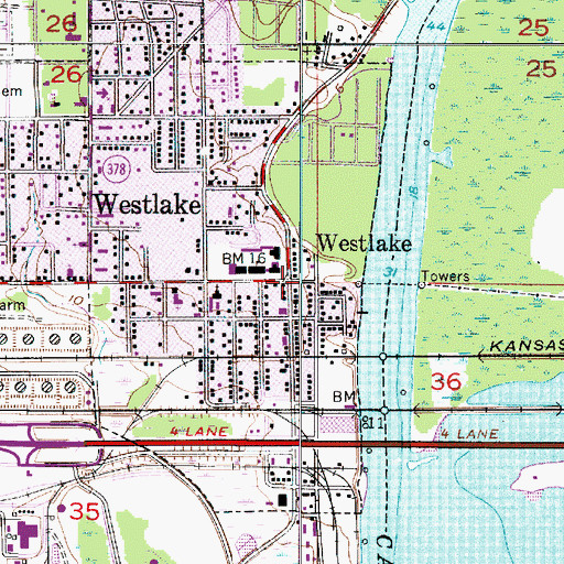 Topographic Map of Westlake, LA