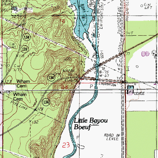 Topographic Map of Wham, LA