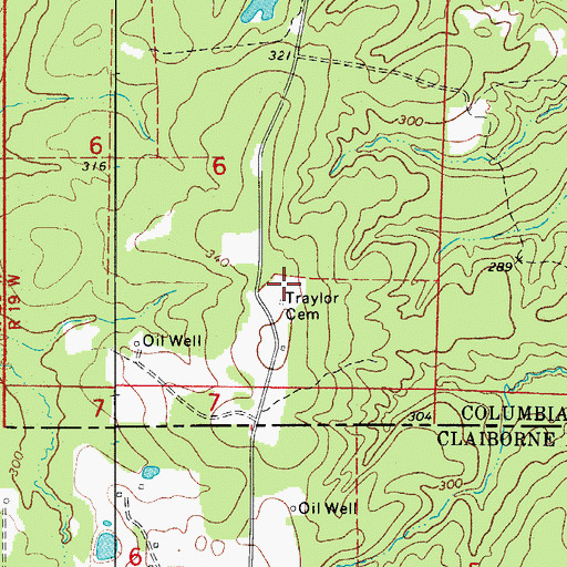 Topographic Map of Traylor Cemetery, AR