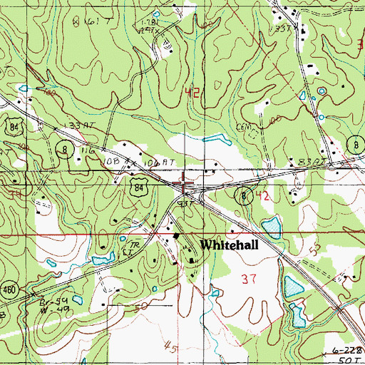 Topographic Map of Whitehall, LA