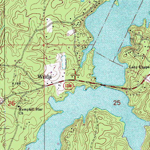 Topographic Map of Wilda, LA