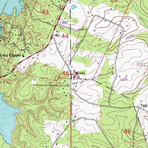 Topographic Map of Wilda Baptist Church, LA