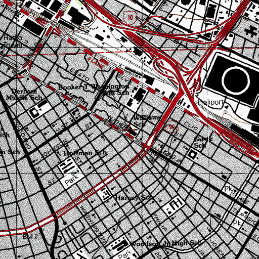 Topographic Map of Sylvania F Williams School, LA