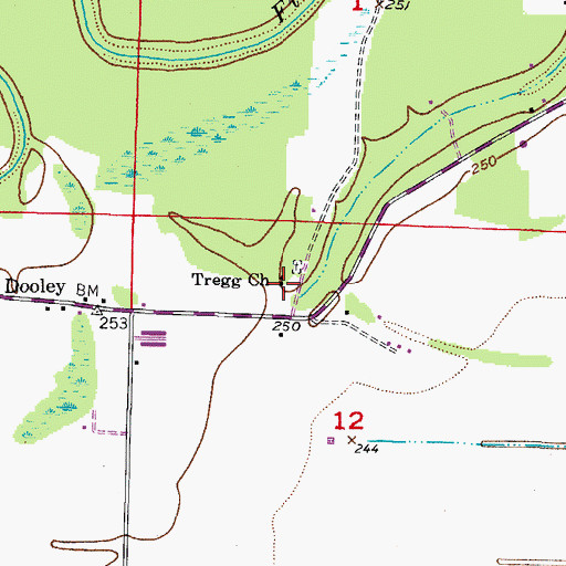 Topographic Map of Tregg Church, AR