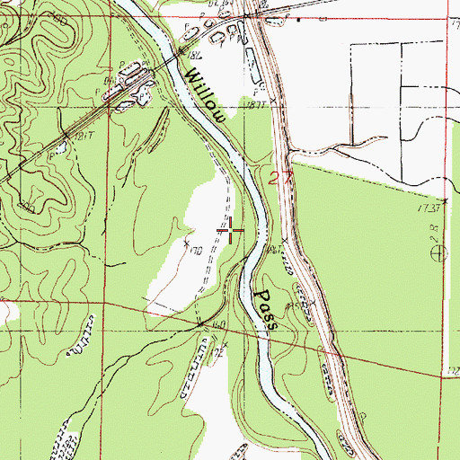 Topographic Map of Willow Pass, LA