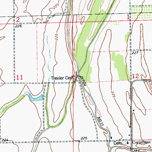 Topographic Map of Trexler Cemetery, AR