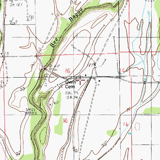 Topographic Map of Gwin Cemetery, LA
