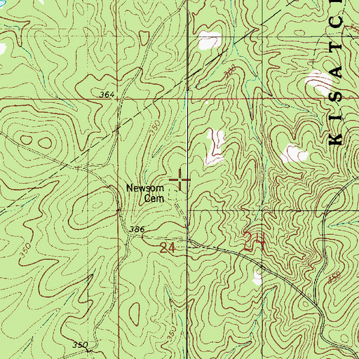 Topographic Map of Newsom Cemetery, LA
