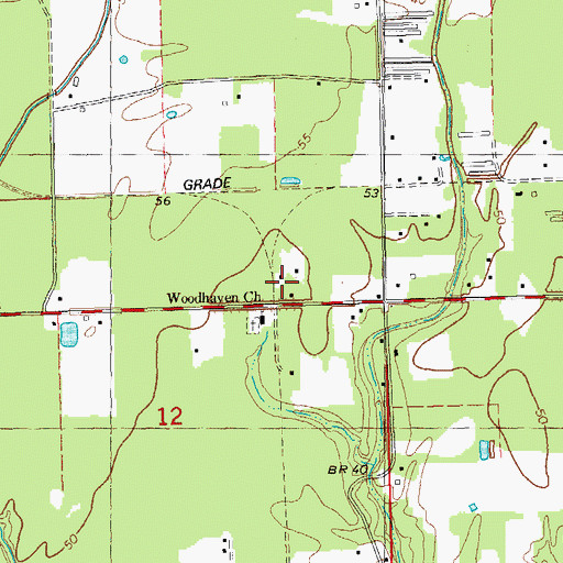 Topographic Map of Woodhaven Church of God, LA
